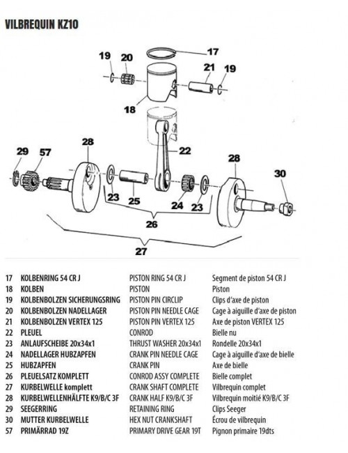 (21) VERTEX 125 PISTON AXIS - MAGICKART