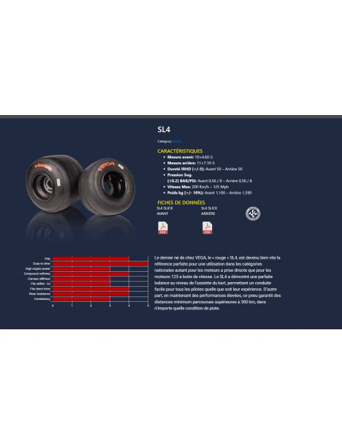 kart tyres VEGA SL4 (red) segunda opción 2024 disponible en Magickart