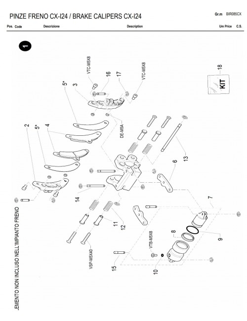 kit revision frein Birelart CX-I24