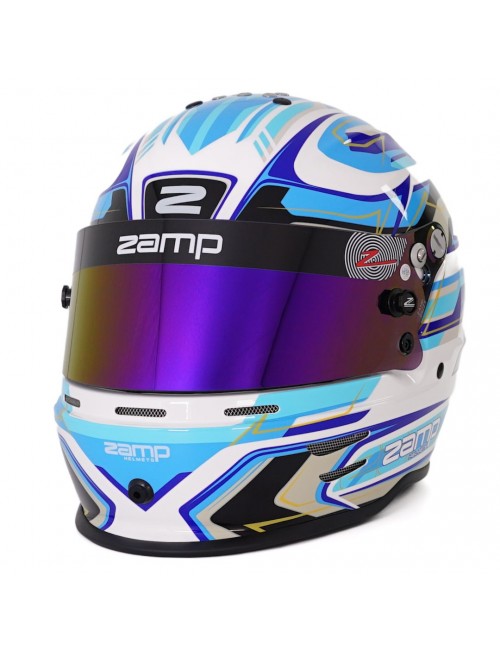 Casque ZAMP RZ-42Y GRAPHIC BLANC/BLEU pour jeunes pilotes