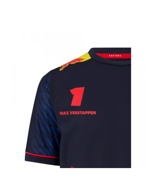Red Bull Castore T-shirt Réplica Max Verstappen Azul para Criança-MagickArt