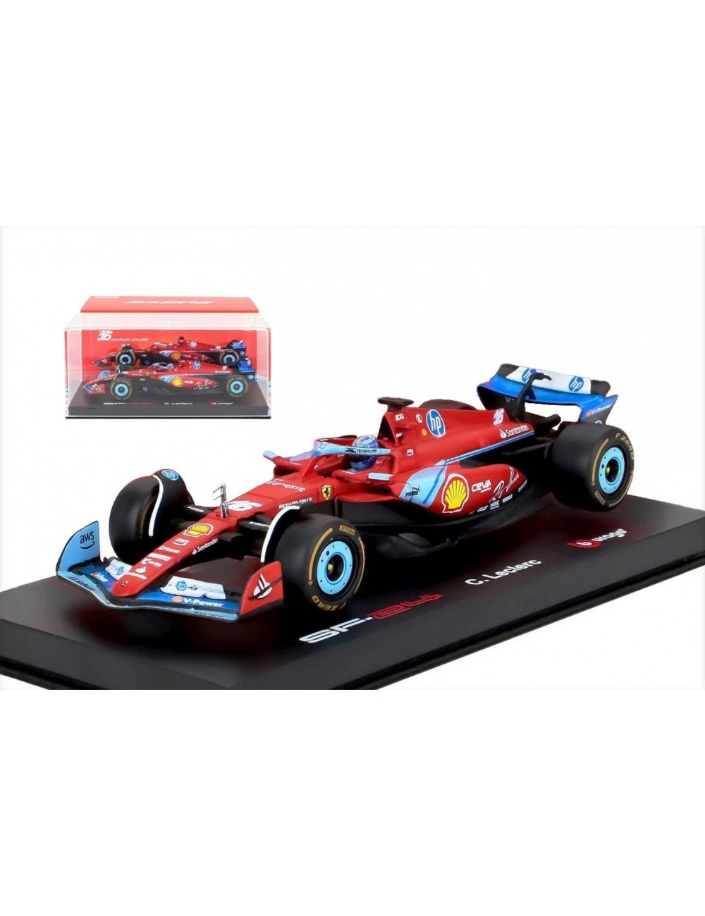 Ferrari Leclerc SF-24 entregue Fórmula de carro modelo de Miami 1 2024 BURAGO1/43-MAGICKART Ferrari Leclerc SF-24 entregue Fórmula de carro modelo de Miami 1 2024 BURAGO1/43-MAGICKART