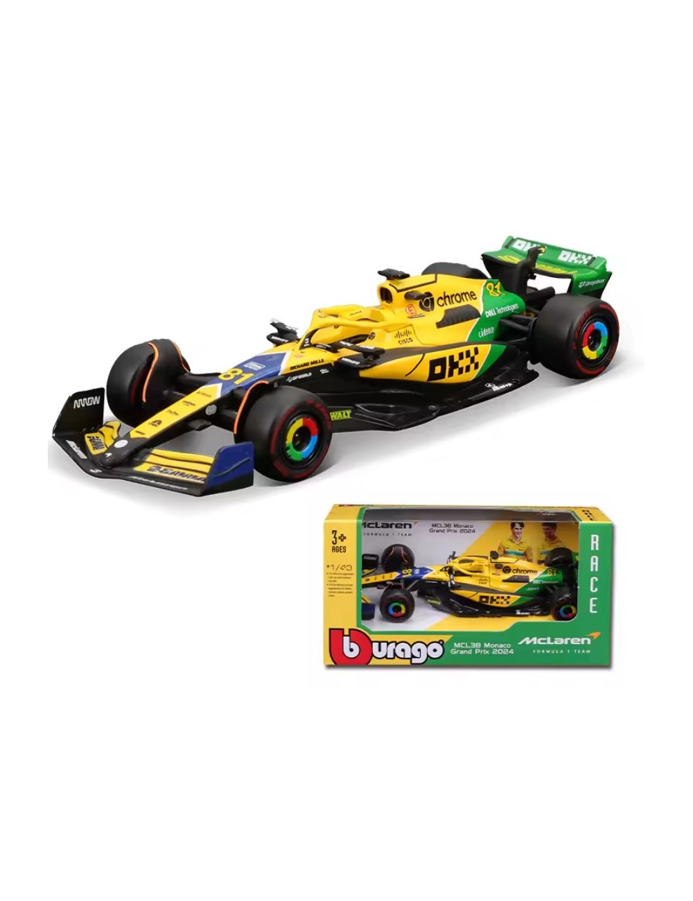 Burago 1 Mc F1 Mclaren MCL38 Mon Grand Gran Premio 2024 -Lorris-Magickart Burago 1 Mc F1 Mclaren MCL38 Mon Grand Gran Premio 2024 -Lorris-Magickart