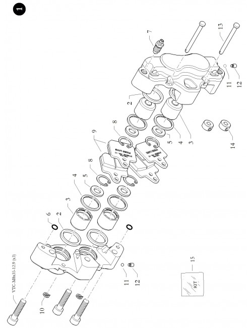 Rear brake calm KZ RR-I25x4-H16 / A HQ Birelart -Magickart