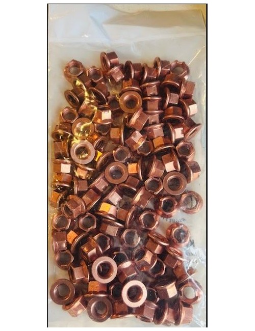 Lote de 100 nozes M8 Cobre Rodas Karting | Magickart.eu