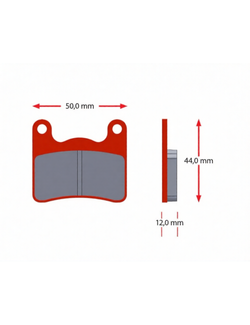 Plaquettes de Frein Sinter Intrepid Rouge - 44x50x12mm-Magickart