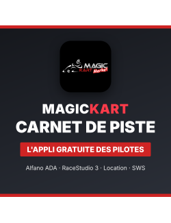 Application Carnet de piste Magickart : réglages, chronos Alfano ADA et RaceStudio 3 (AiM), météo, comparaison de sessions