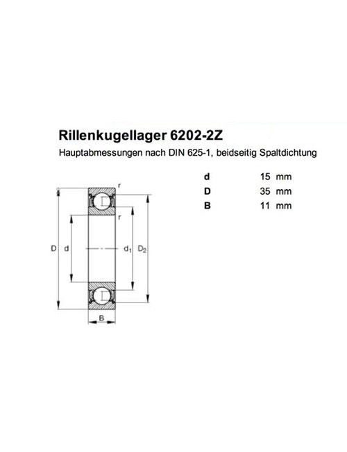 Lager 6202 ZZ 15mm innen, 35mm außen