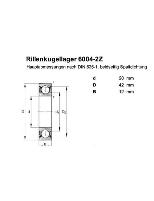 6004 Bearing 20mm inside, 42mm outside