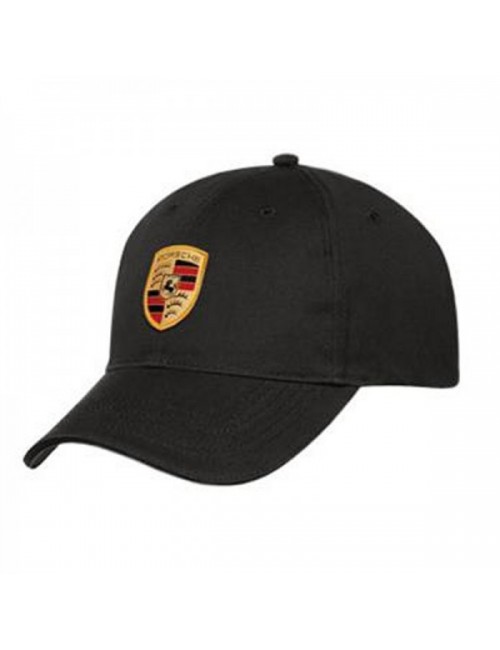 Gorra negra con escudo de Porsche