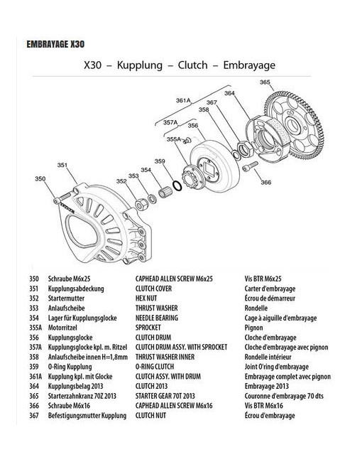 Coroa de embreagem 70 dts X30 2013