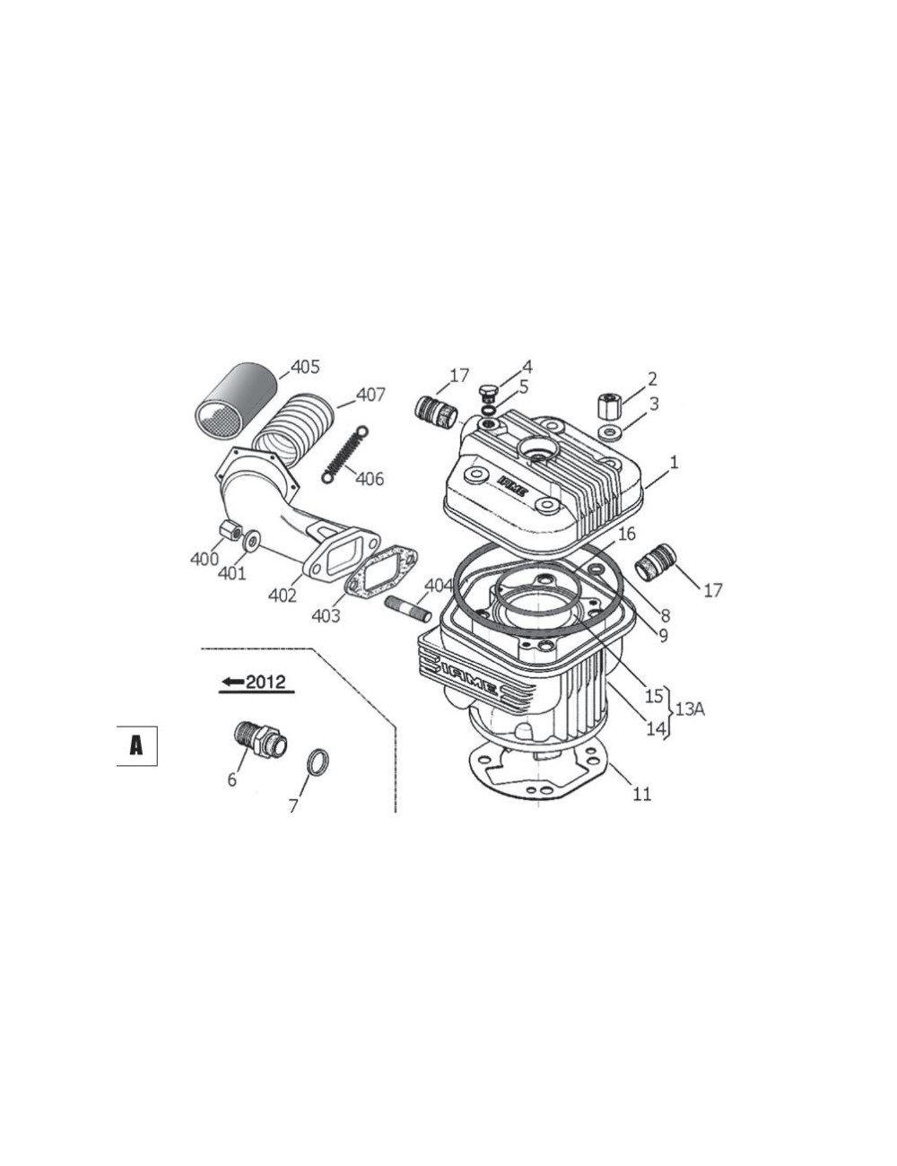 404 Exhaust stud d.8x36mm