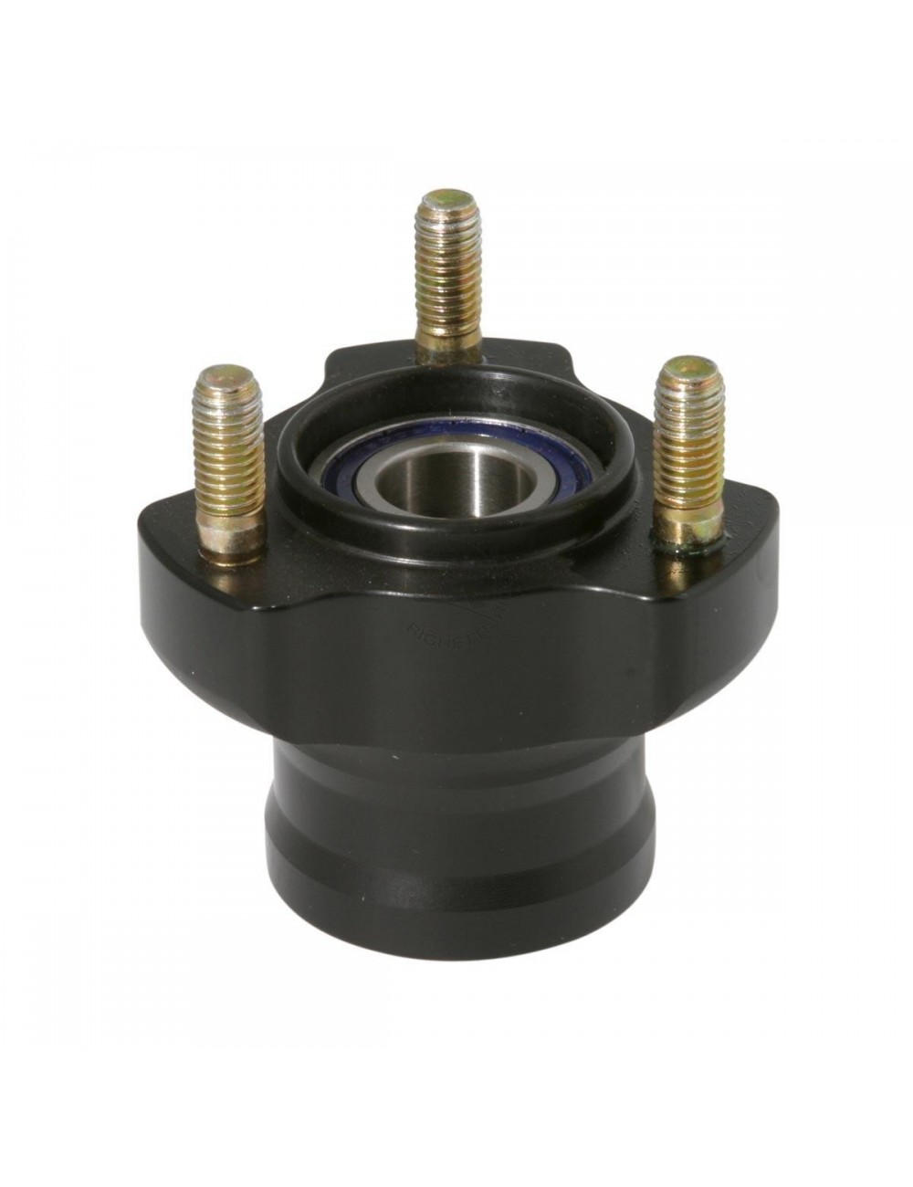 MOYEU AVANT L.50mm EN ALUMINIUM ANODISE  COMPLET AVEC ROULEMENTS