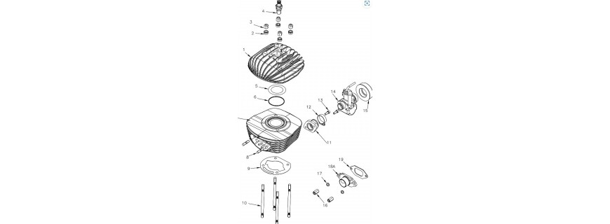 Mini 60cc cylinder head, cylinder and carburetor