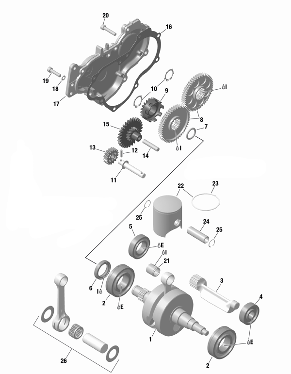 Cigüeñal, pistón, bomba de agua Rotax