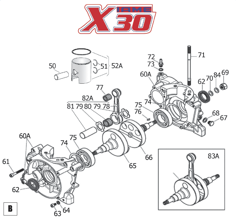 Carter e albero motore X30 IAME